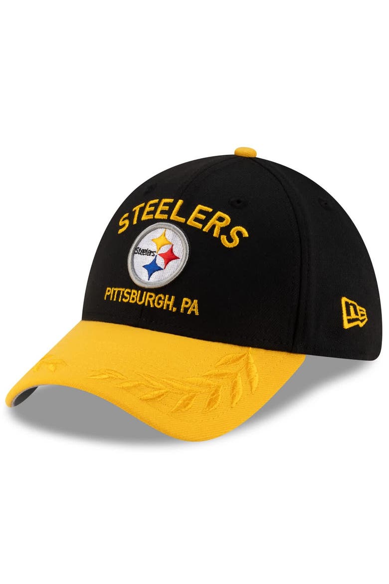 Men's New Era  Black/Gold Pittsburgh Steelers 2025 NFL Draft 39THIRTY Flex Hat, Main, color, Black