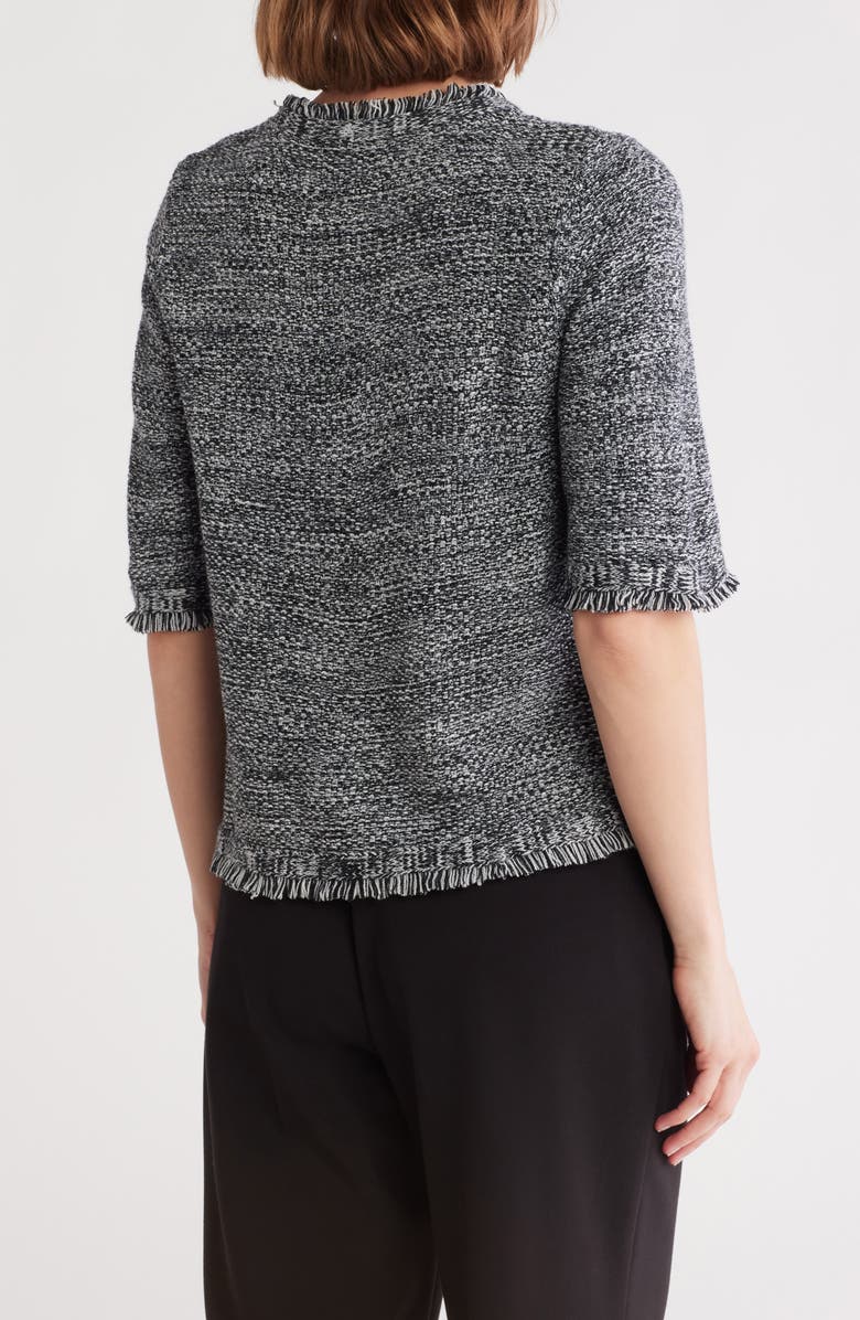 Calvin Klein Fringe Button Sweater, Alternate, color, Navy / Cream