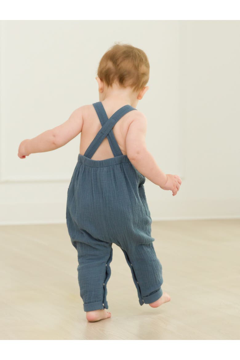 Baby Boys Cotton Gauze Overall Jumpsuit, Alternate, color, Steel Blue