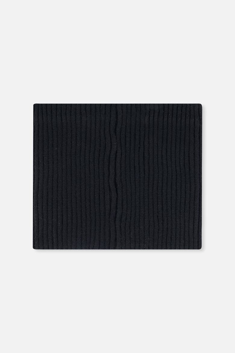 Ribbed Knit Tube Logo Patch Neckwarmer, Alternate, color, Black