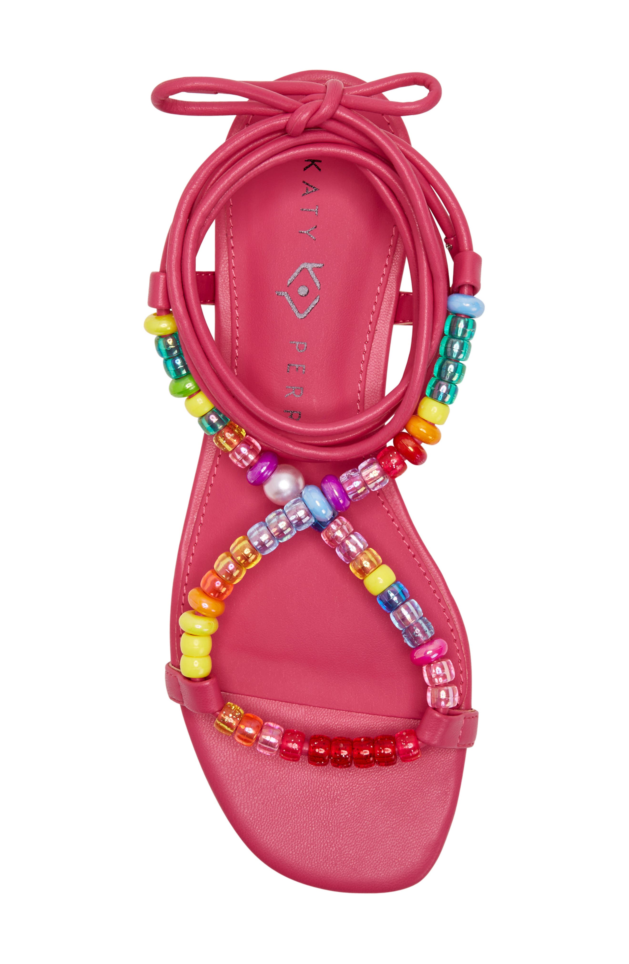 The Halie Bead Ankle Tie Sandal, Alternate, color, FUCHSIA PINK