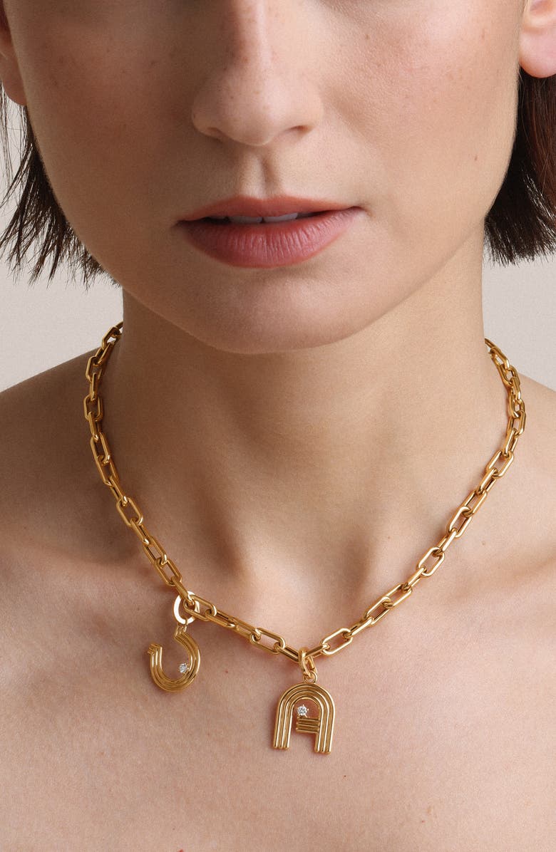 Adina Reyter Groovy Diamond Horseshoe Hinged Charm, Alternate, color, 14K Yellow Gold