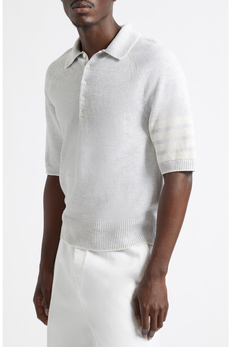 Linen & Cotton 4-Bar Relaxed Fit Polo, Alternate, color, PALE GREY