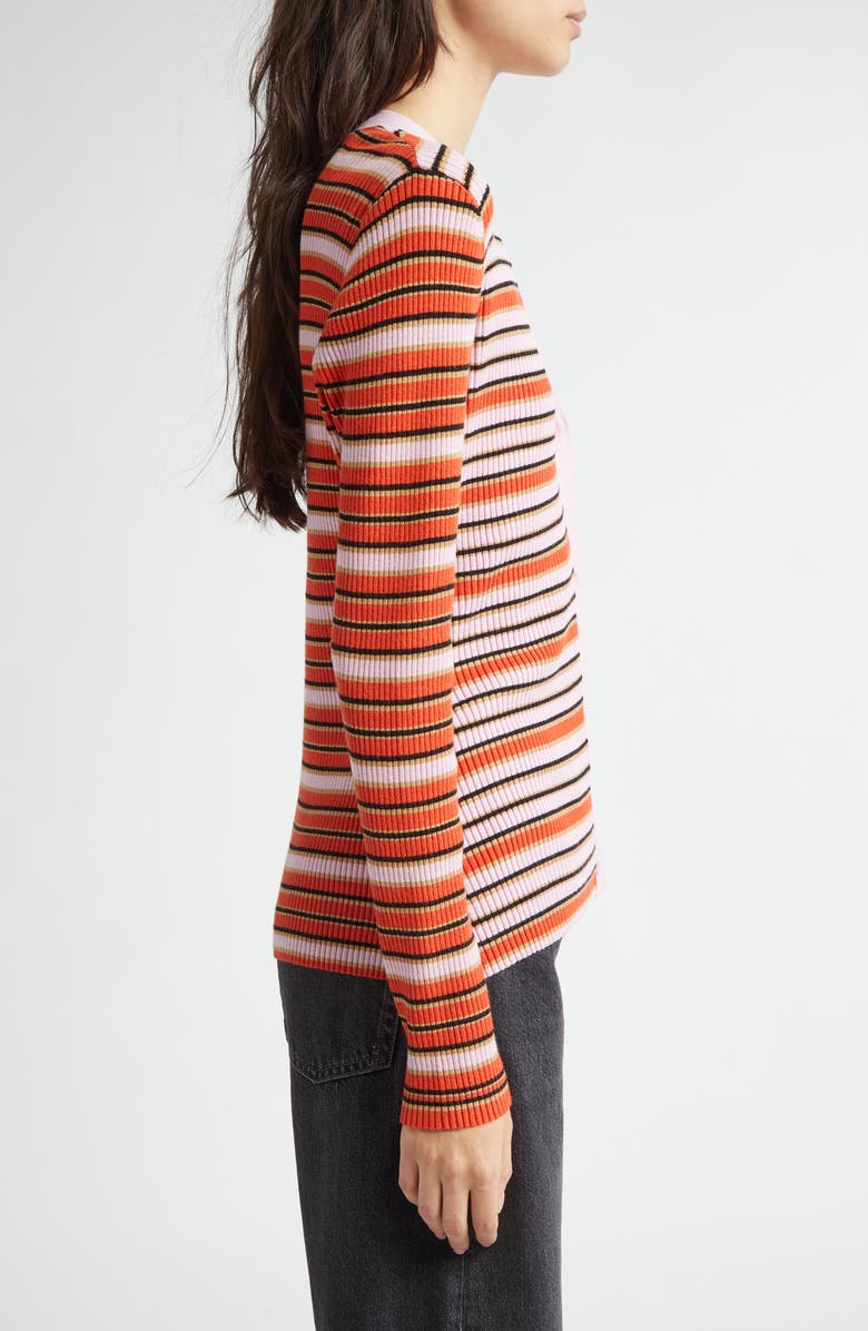 Stine Goya Soft Rib Cardigan, Alternate, color, Cream Stripes / Pink Stripes