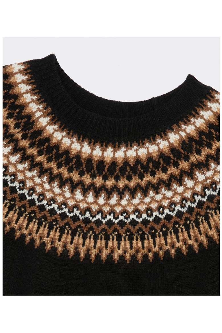 Fair Isle Crewneck Sweater, Alternate, color, JET BLACK