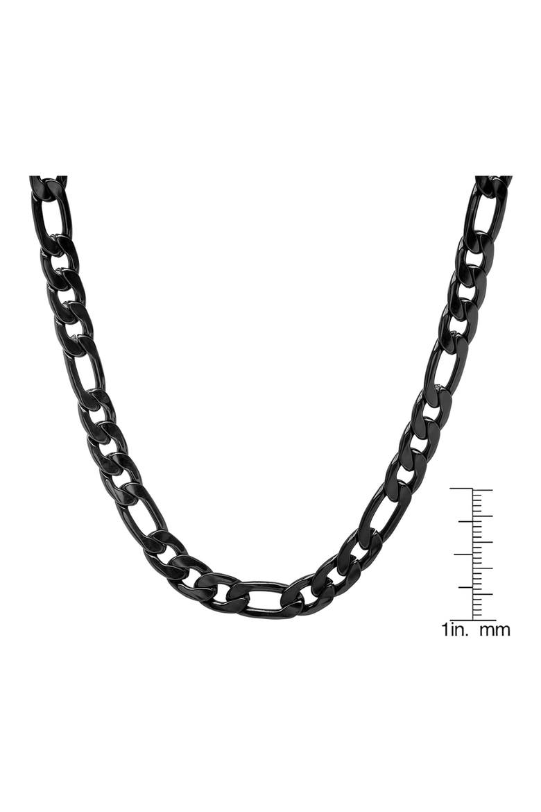 Men's Black Ion Plated Figaro Chain Necklace, Alternate, color, BLACK