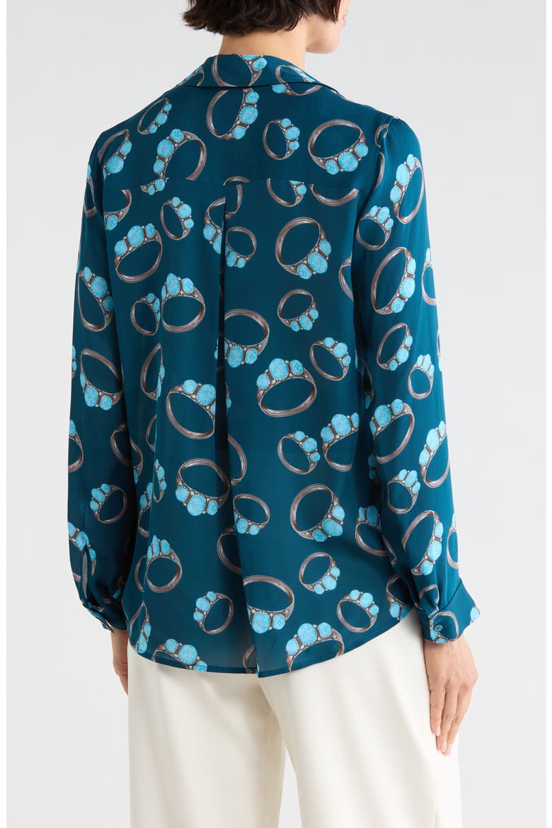 Nina Turquoise Print Silk Shirt, Alternate, color, MIDNIGHT MULTI TURQUOISE STONE