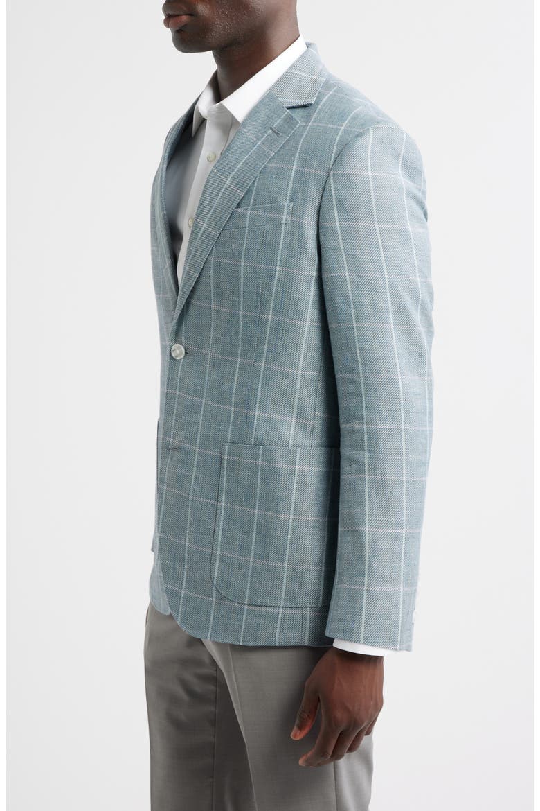 Windowpane Check Linen & Wool Sport Coat, Alternate, color, TEAL GRANA WINDOWPANE