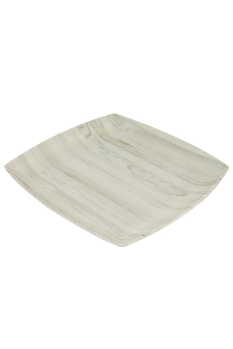 Woodgrain 12 Piece Melamine Dinnerware Set, Alternate, color, White