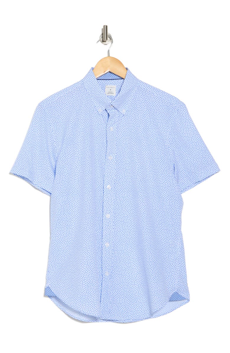 CONSTRUCT Slim Fit Dot Short Sleeve Stretch Button-Down Shirt, Alternate, color,