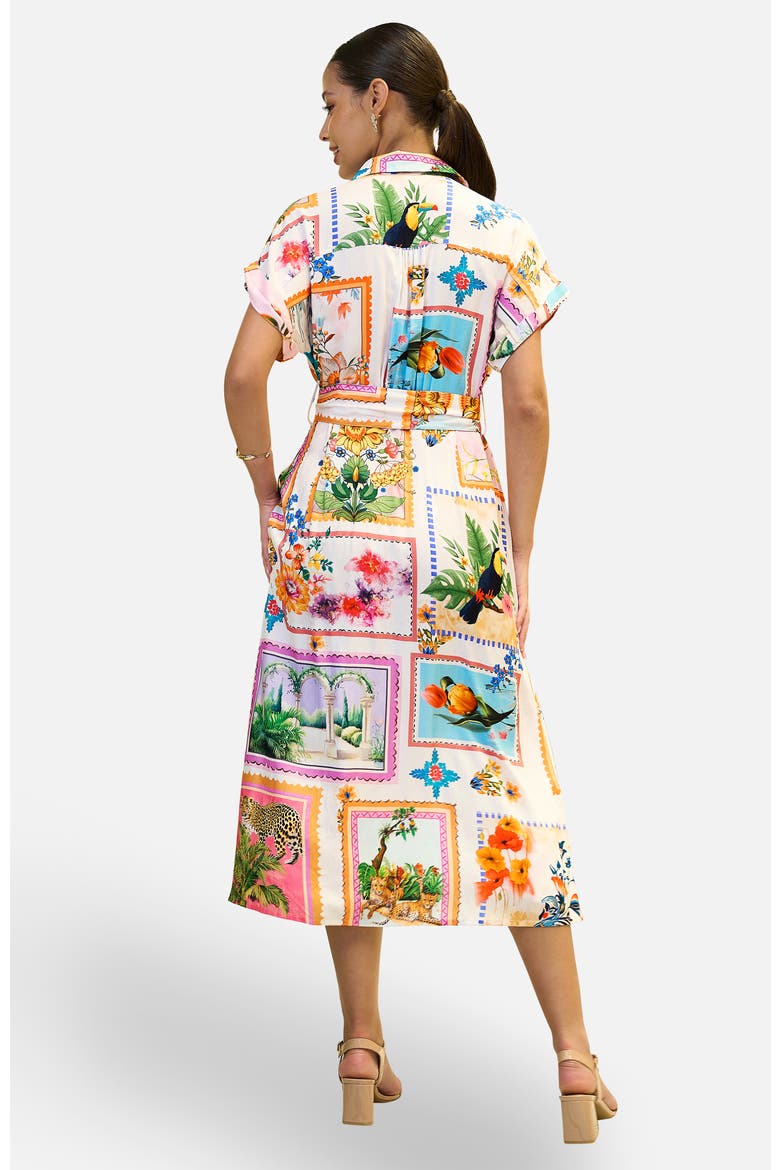 Tropical Postcard Print Midi Shirt Dress, Alternate, color, Ivory