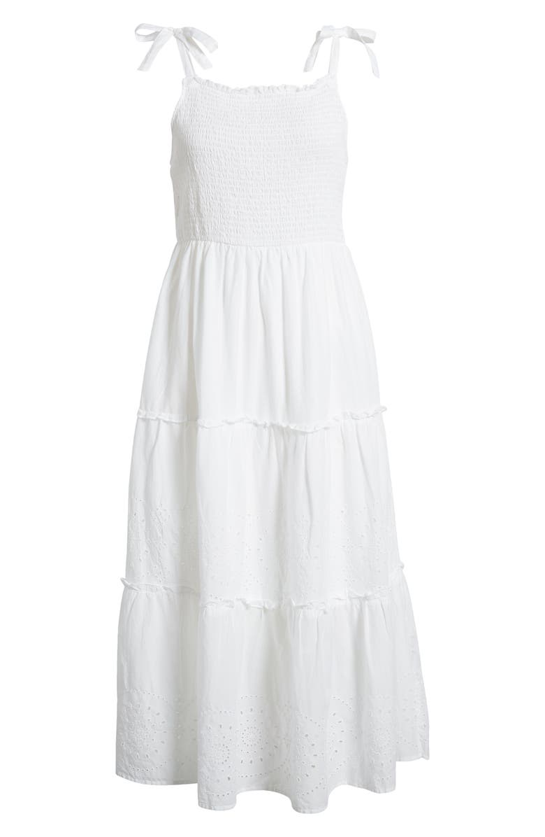beachlunchlounge Tie Strap Cotton Eyelet Sundress, Alternate, color, 
