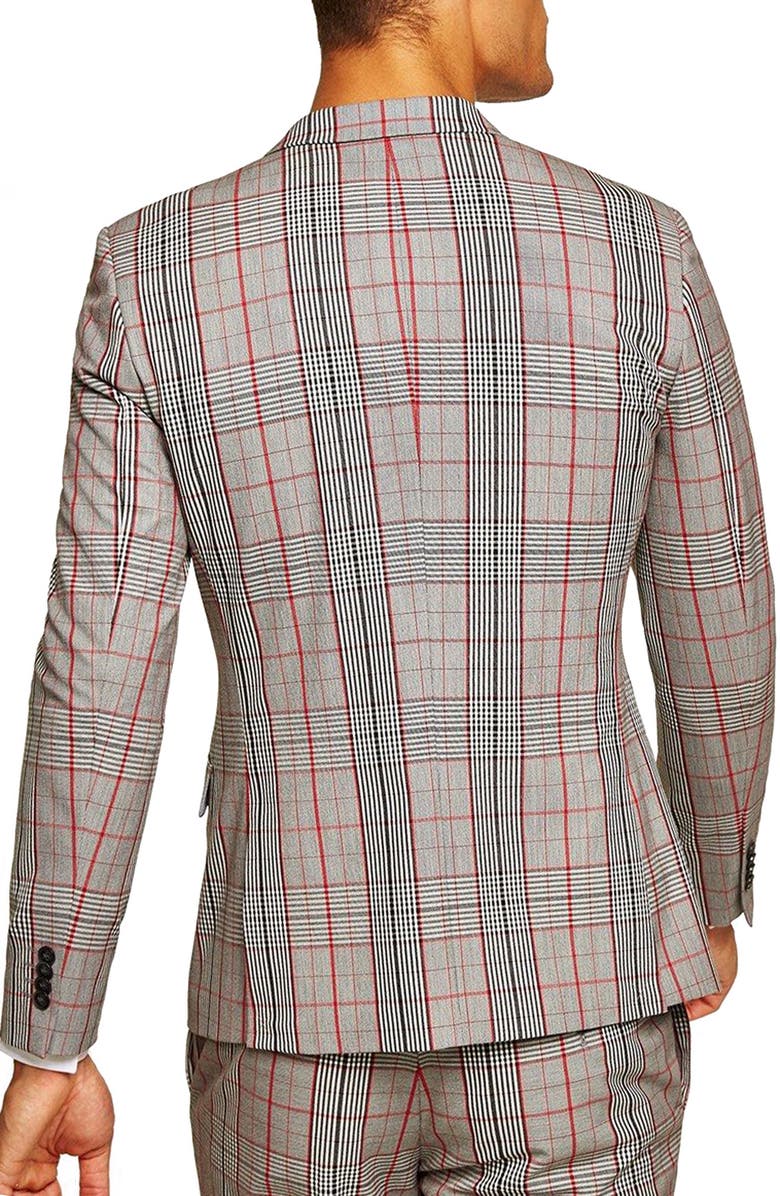 Topman Muscle Fit Check Suit Jacket, Alternate, color,