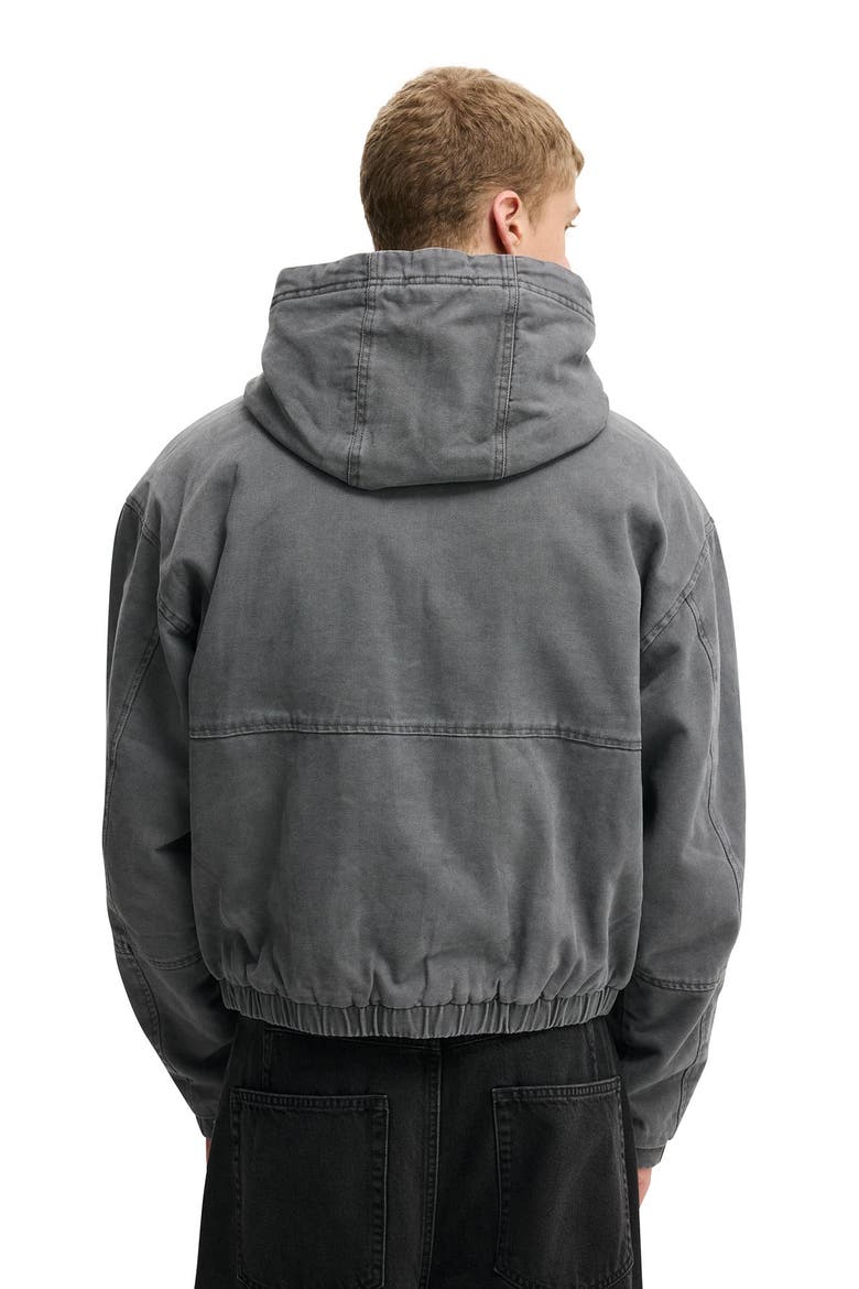 Men's Cropped Hooded Bomber, Alternate, color, Washed Black
