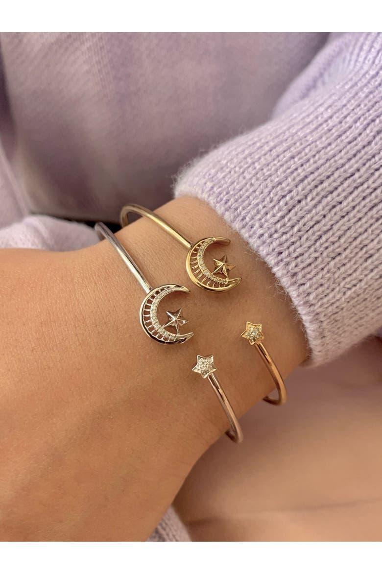 Starkissed Crescent Sterling Silver Diamond Adjustable Cuff, Alternate, color, 14KT Gold Vermeil on Sterling