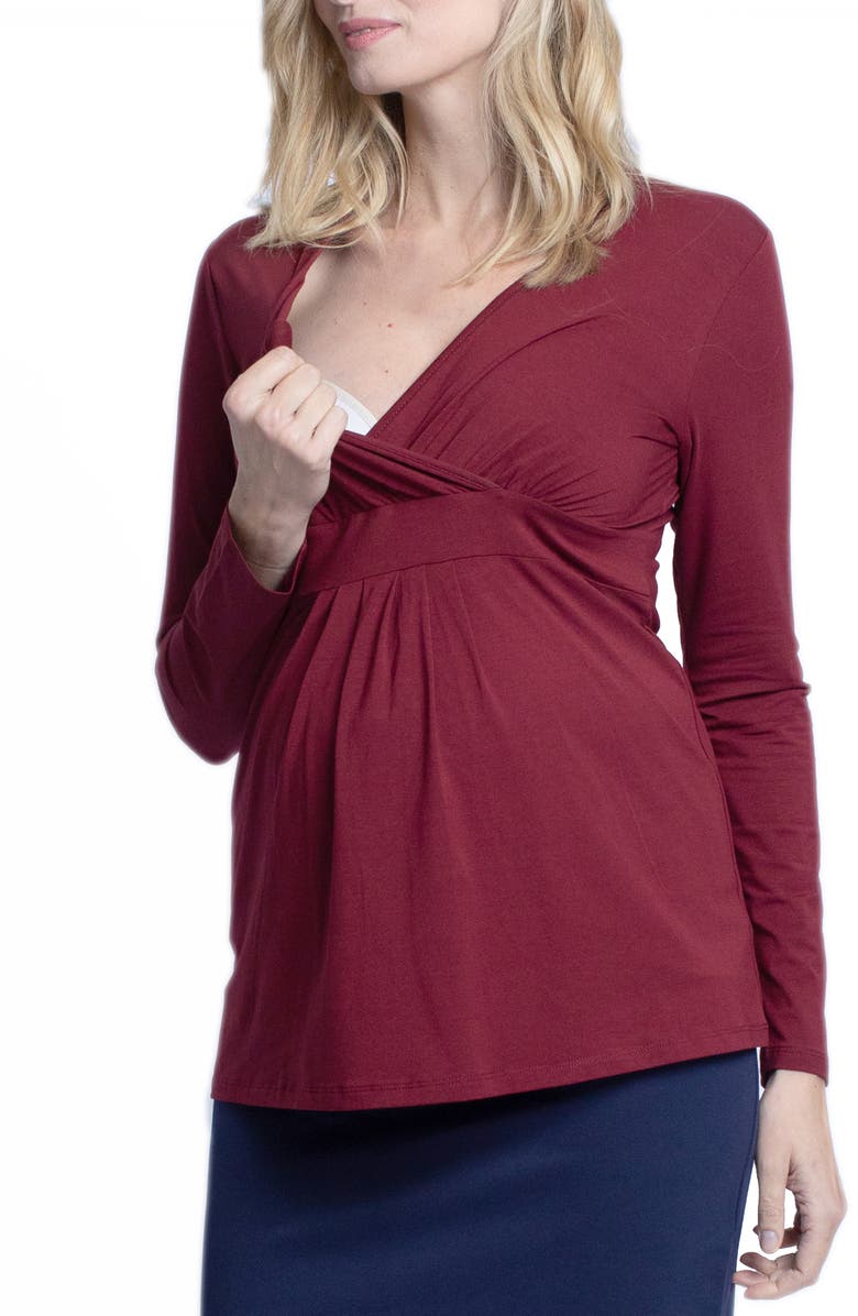 Angel Maternity Wrap Maternity/Nursing Top, Alternate, color, 