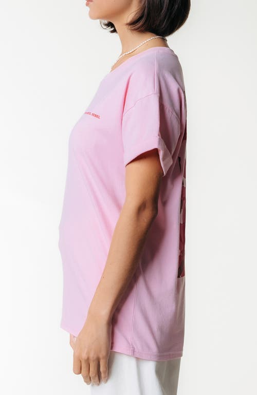 Colourful Rebel Flower Square Boxy Tee In Pink