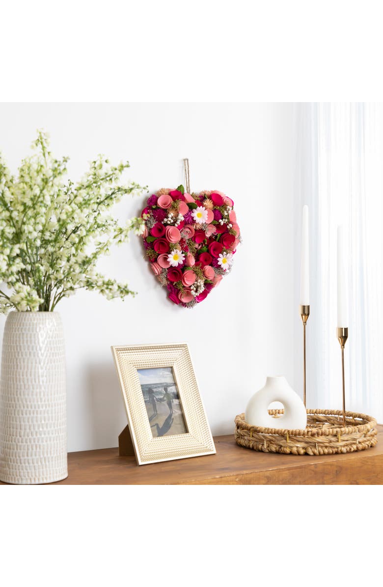 Northlight Mixed Floral and Berries Artificial Valentine's Day Heart Wreath - 10.25", Alternate, color, 