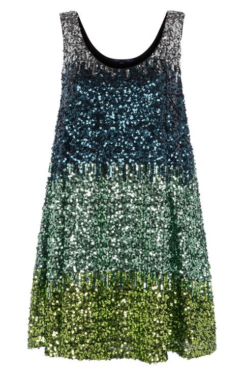 Estari Sequin Ombré Sleeveless Swing Dress