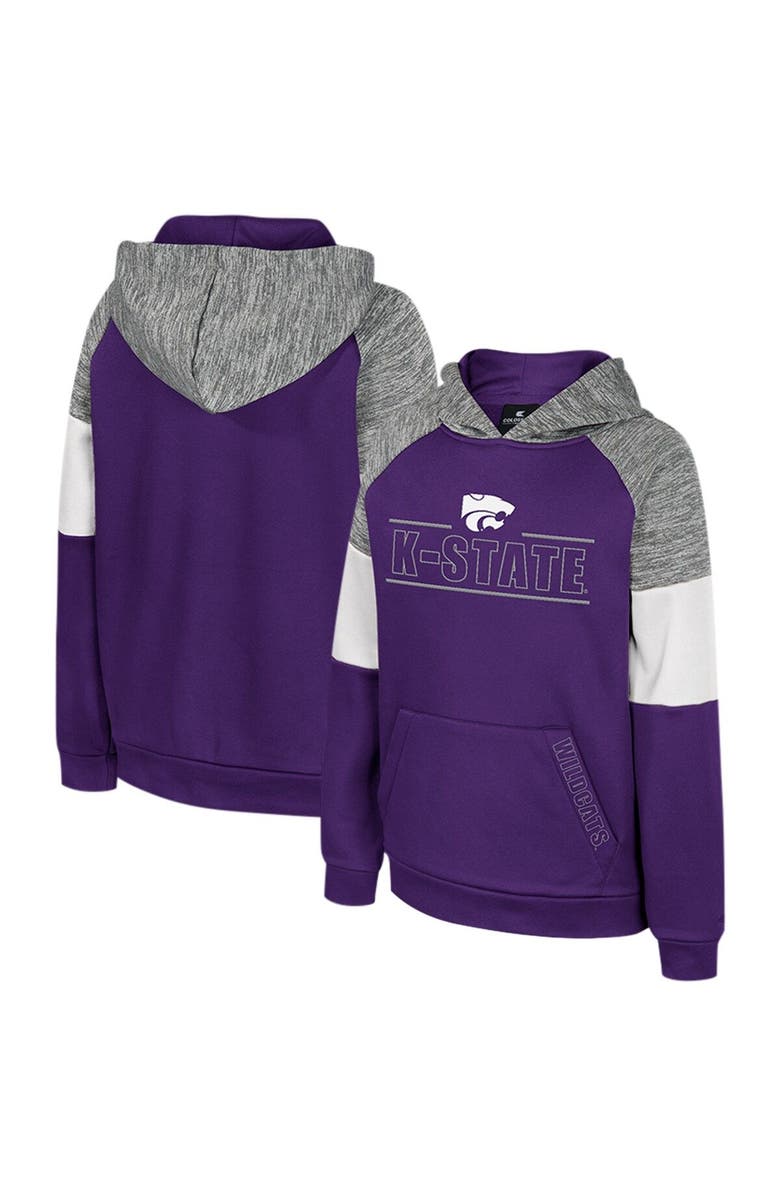 COLOSSEUM Youth Colosseum Purple Kansas State Wildcats Live Hardcore Raglan Pullover Hoodie, Main, color,
