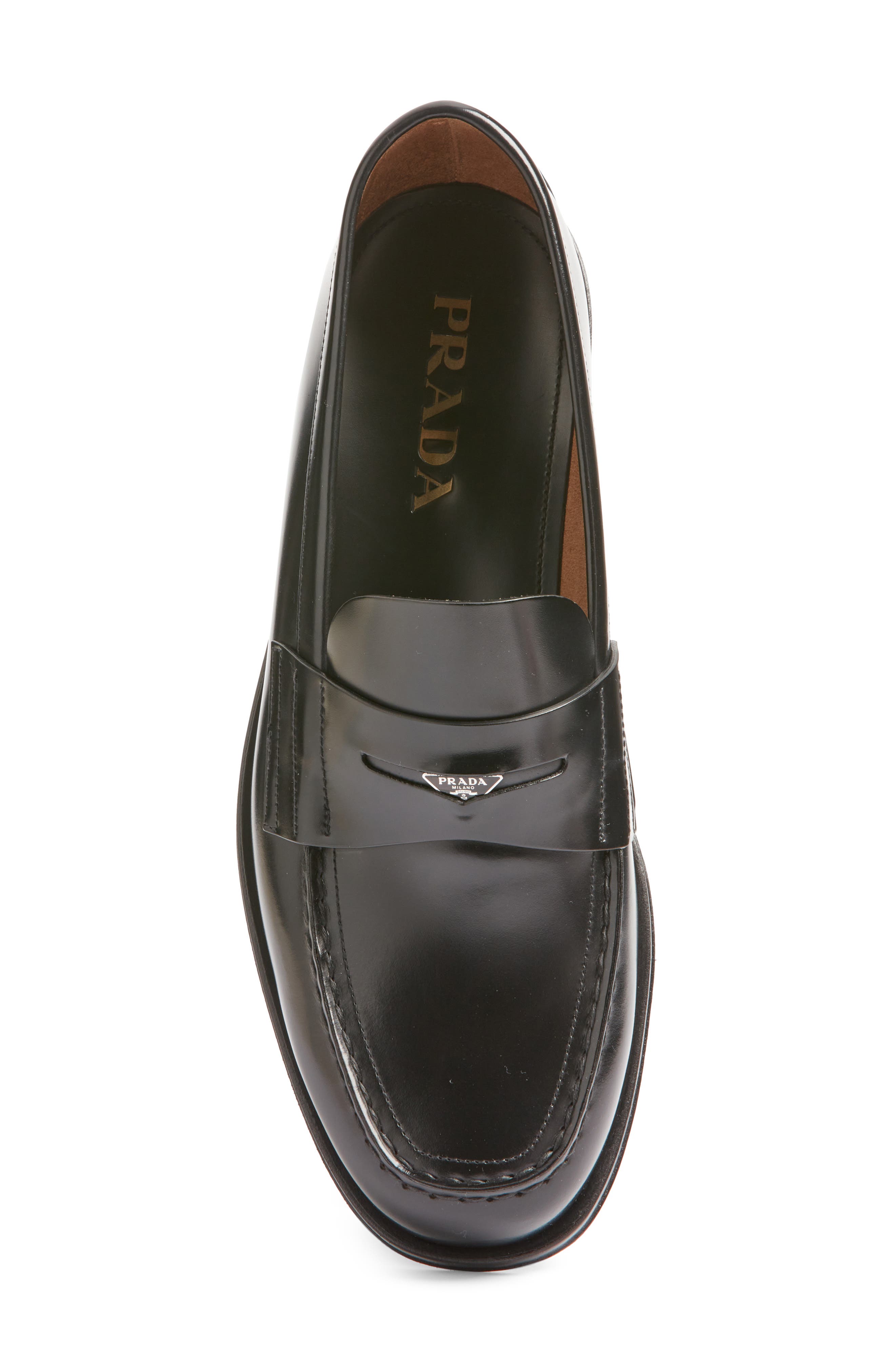 Prada Logo Penny Loafer, Alternate, color, Nero
