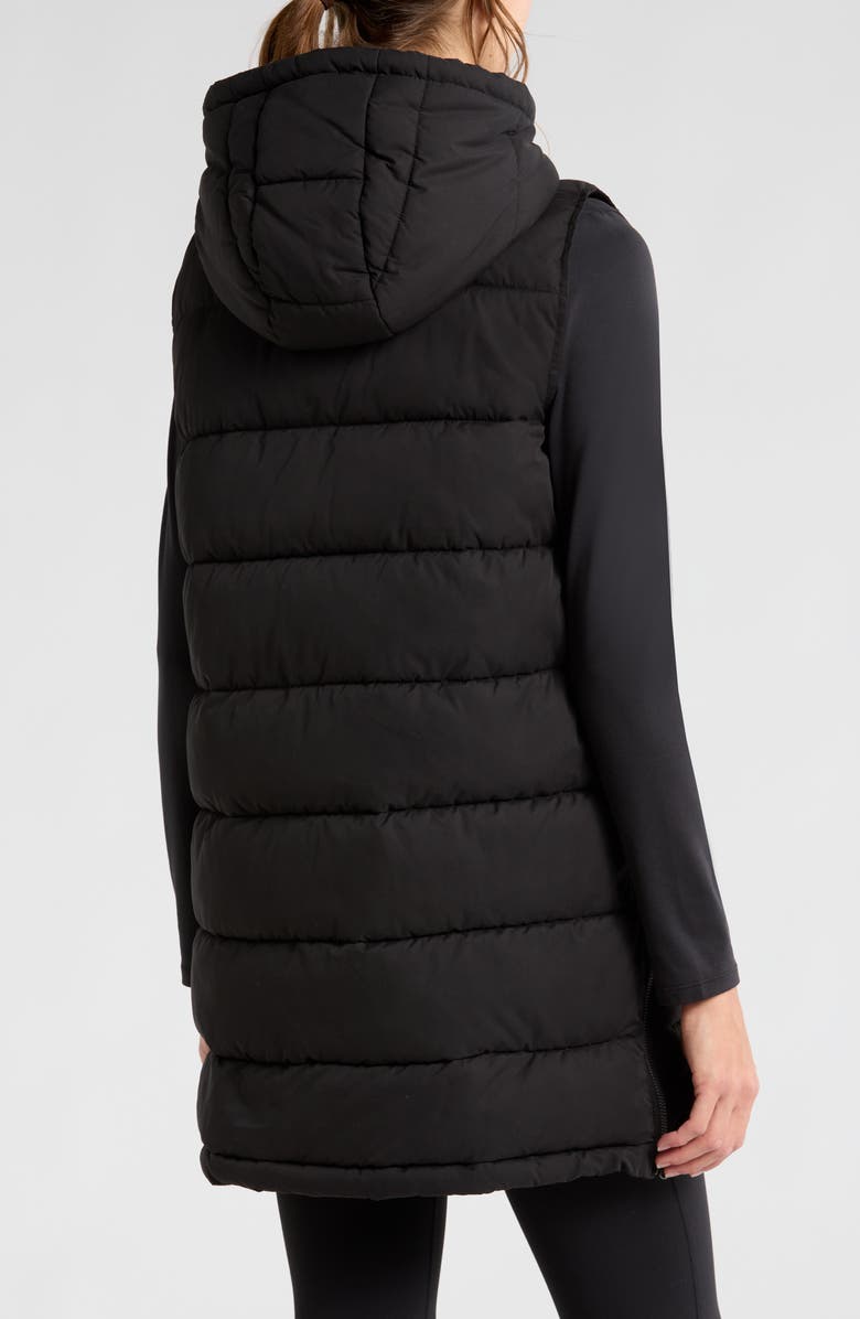 Zella Long Hooded Puffer Vest, Alternate, color,