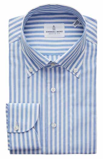 Emanuel Berg Sartorial Stripe Cotton & Linen Dress Shirt