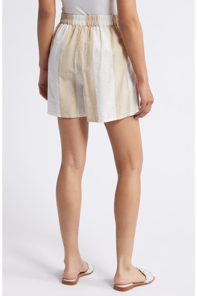 Kelis Stripe Linen & Cotton Shorts, Alternate, color, SAHARA SAND