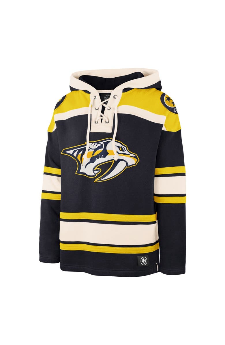 '47 Men's '47 Navy Nashville Predators Superior Lacer Pullover Hoodie, Alternate, color, Navy
