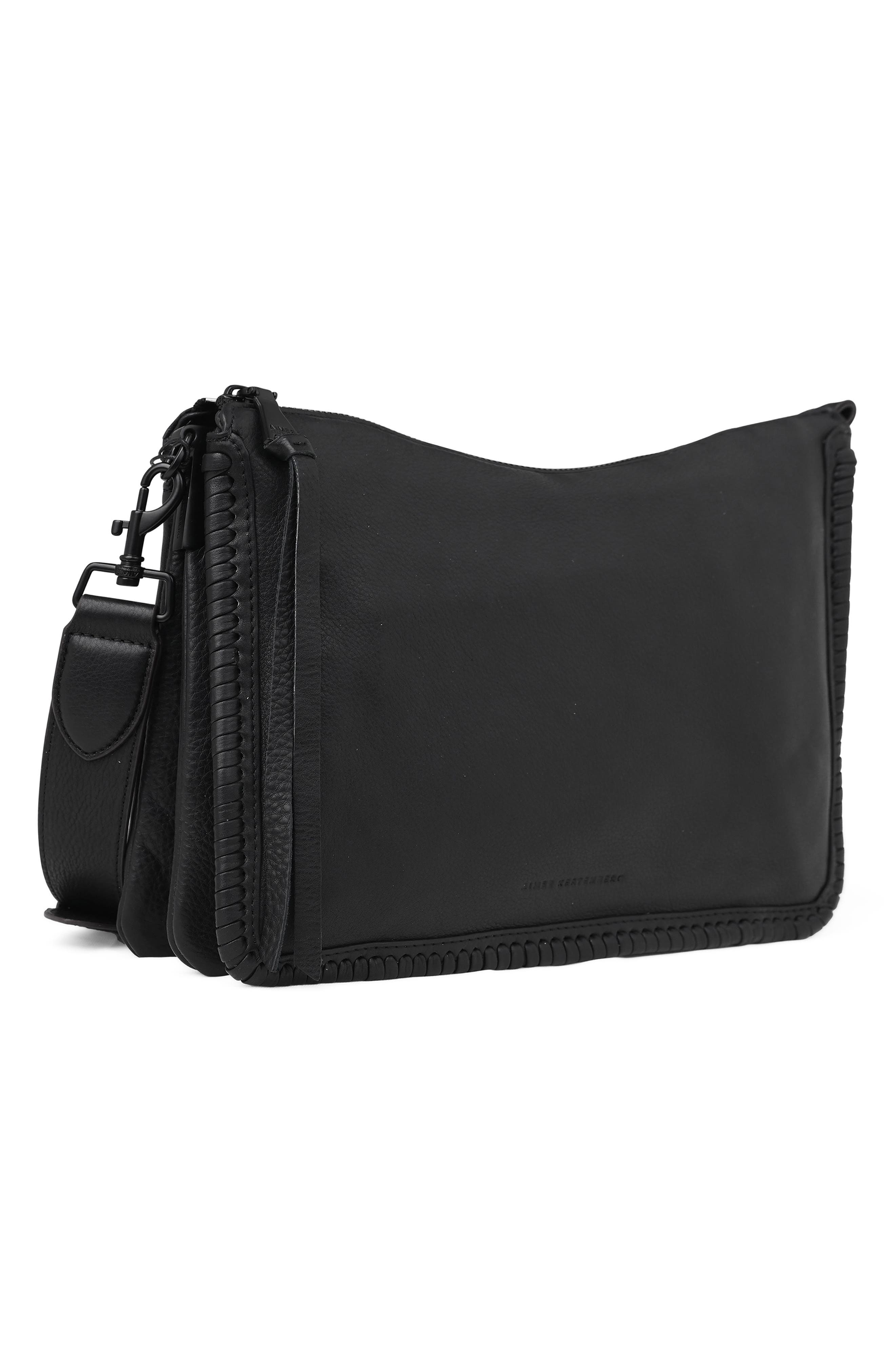 Famous Leather Large Crossbody Bag, Alternate, color, BLACK BLACK
