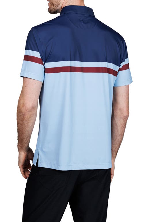 Tailorbyrd Engineered Stripe Performance Polo In Blue