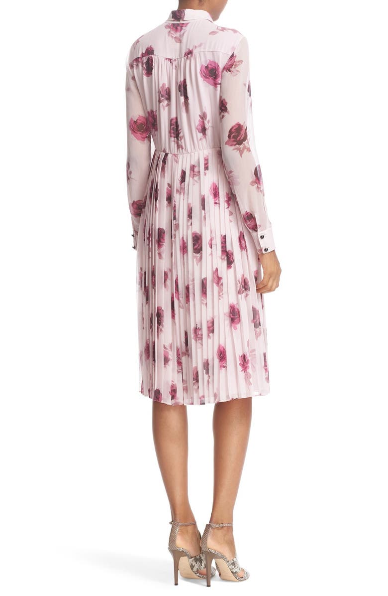 Kate Spade New York 'encore rose' tie neck pleat chiffon dress, Alternate, color,