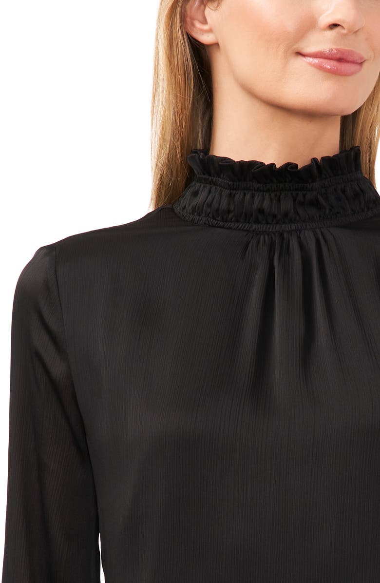 CeCe Flare Cuff Smocked Mock Neck Top, Alternate, color, 