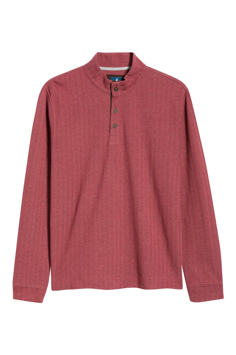 Herringbone Long Sleeve Henley, Alternate, color, MALIBU RED
