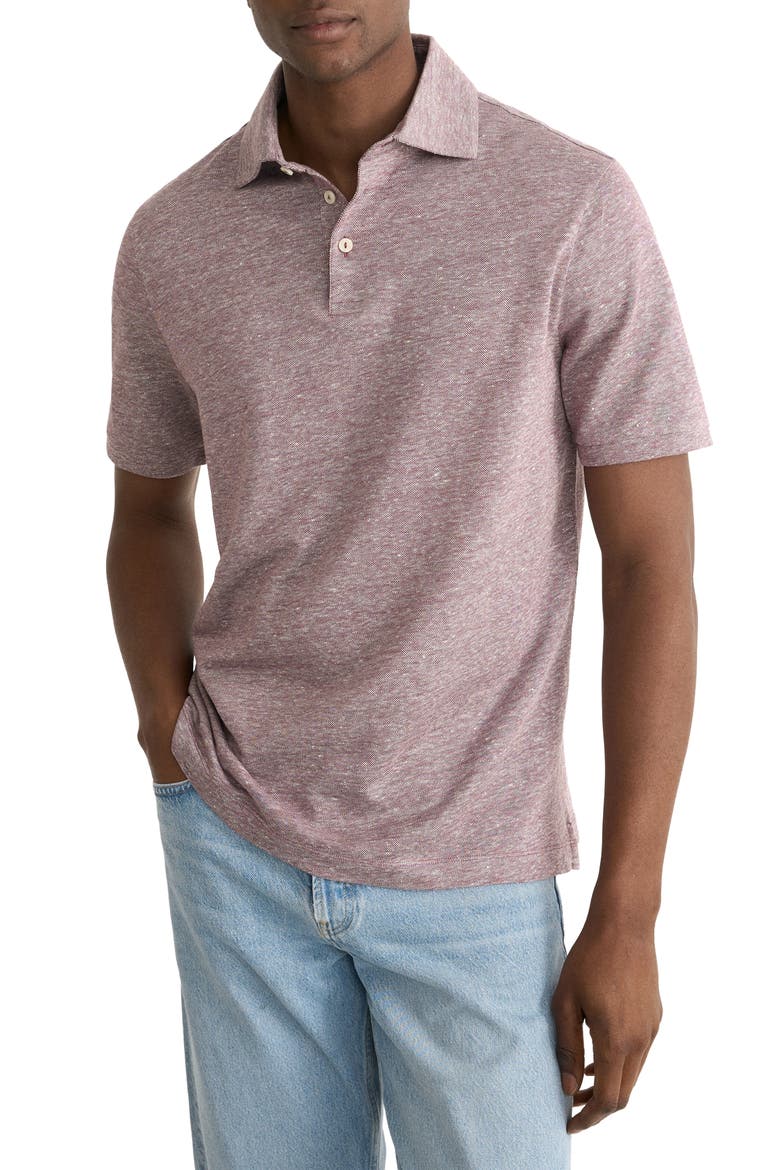Linen & Cotton Fine Knit Polo, Main, color, DARK PURPLE
