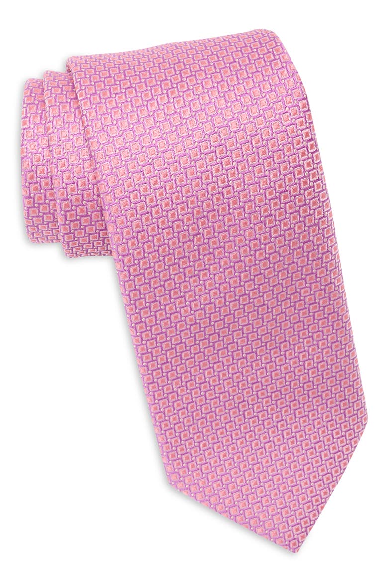 Weller Micro Square Silk Blend Tie, Main, color, LIGHT PINK