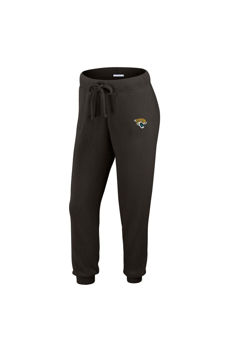 WEAR by Erin Andrews Women's WEAR by Erin Andrews  Cream Jacksonville Jaguars Plus Size Knitted Tri-Blend Long Sleeve T-Shirt & Pants Lounge Set, Alternate, color, Black