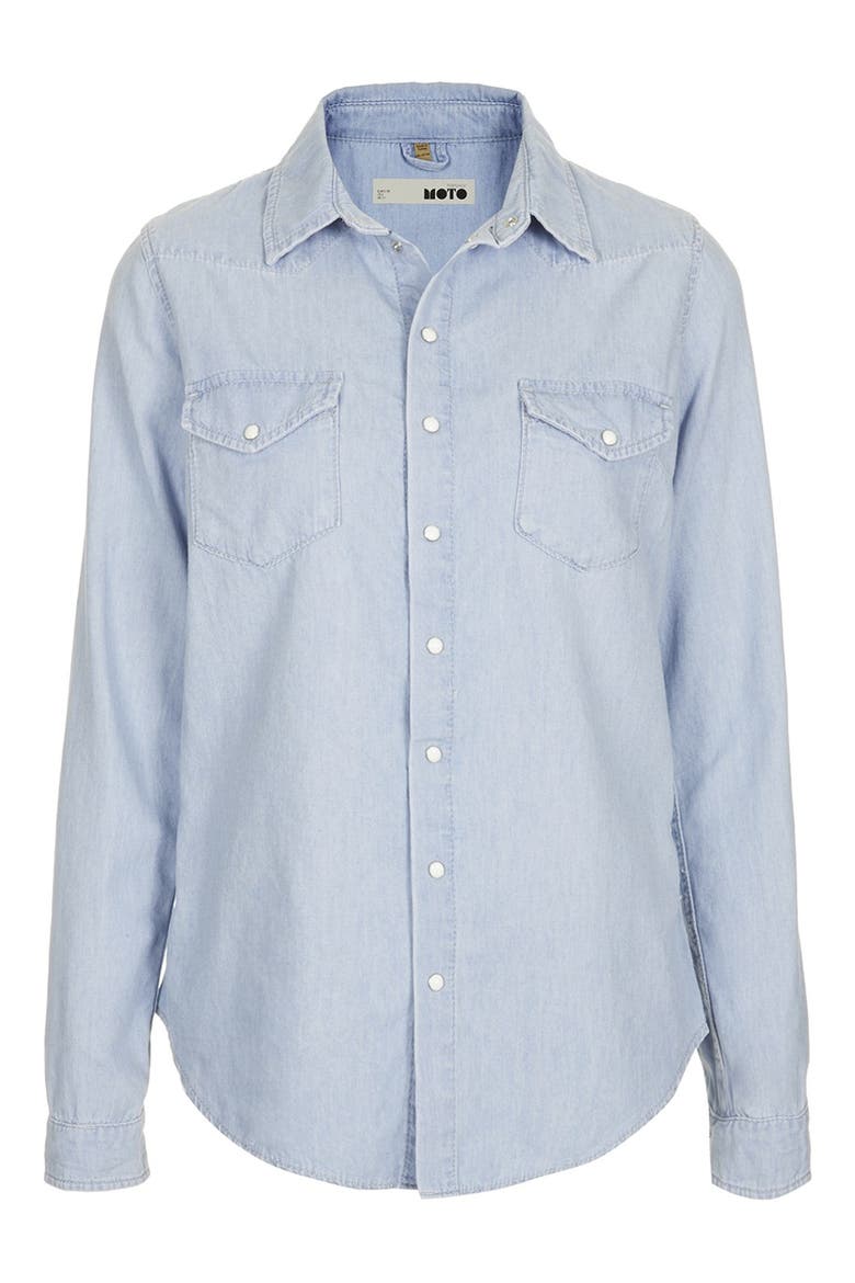 Chambray Western Shirt, Alternate, color, LIGHT DENIM
