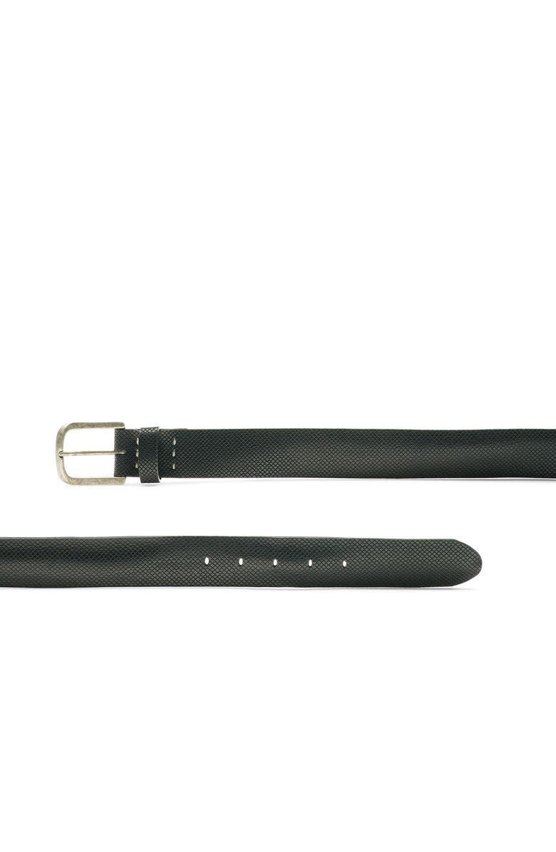 Magnanni Apuesto Wayne Relax Embossed Calfskin Leather Belt, Alternate, color, Black