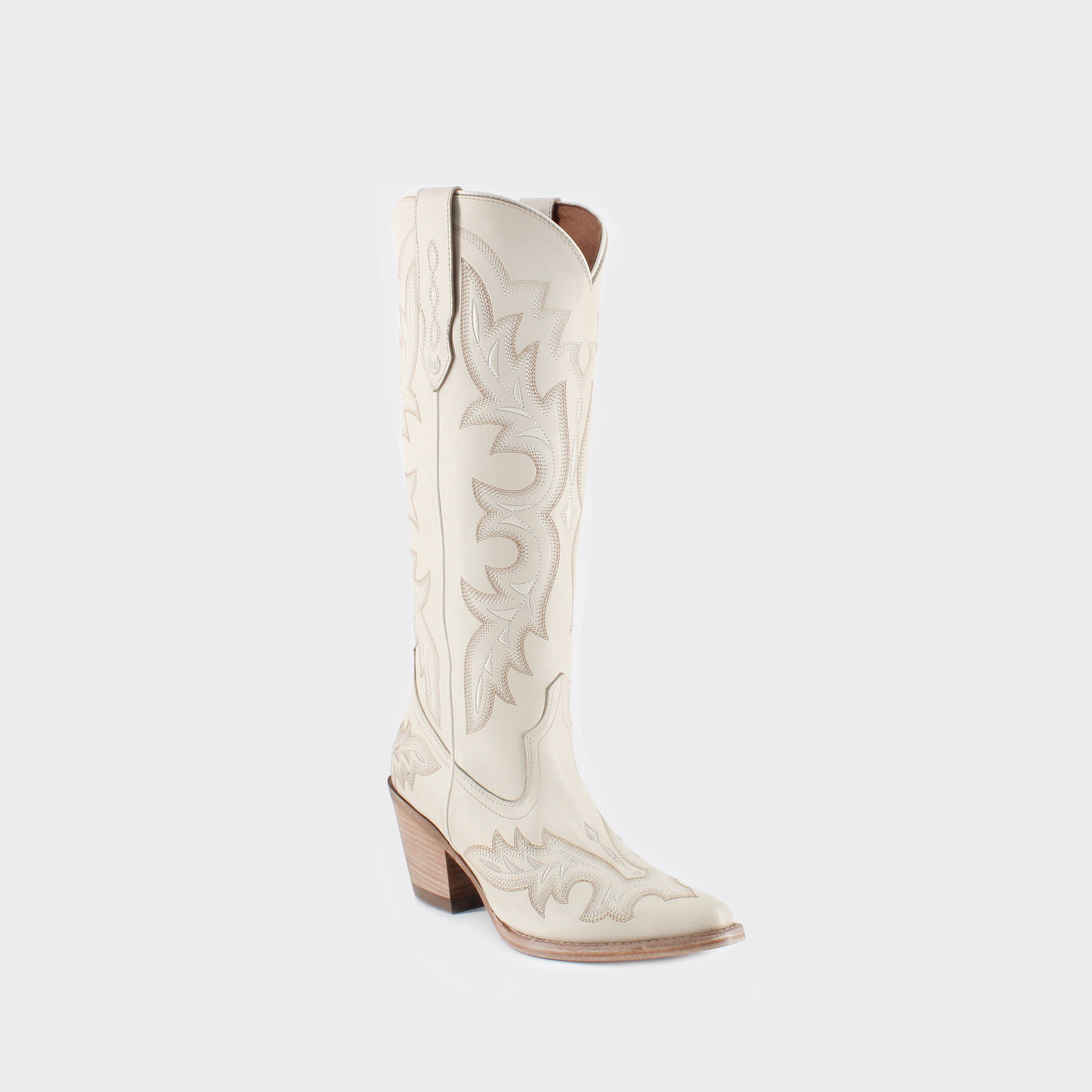 Buck & Brana Samira Leather Boots, Alternate, color, Ivory