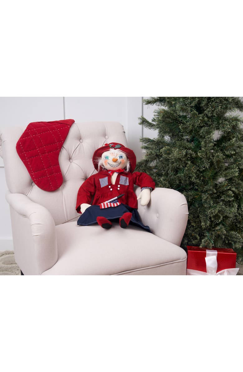 Gallerie II Pennie Snow Girl Joe Spencer Gathered Traditions Christmas Art Doll Figure, Alternate, color, Red