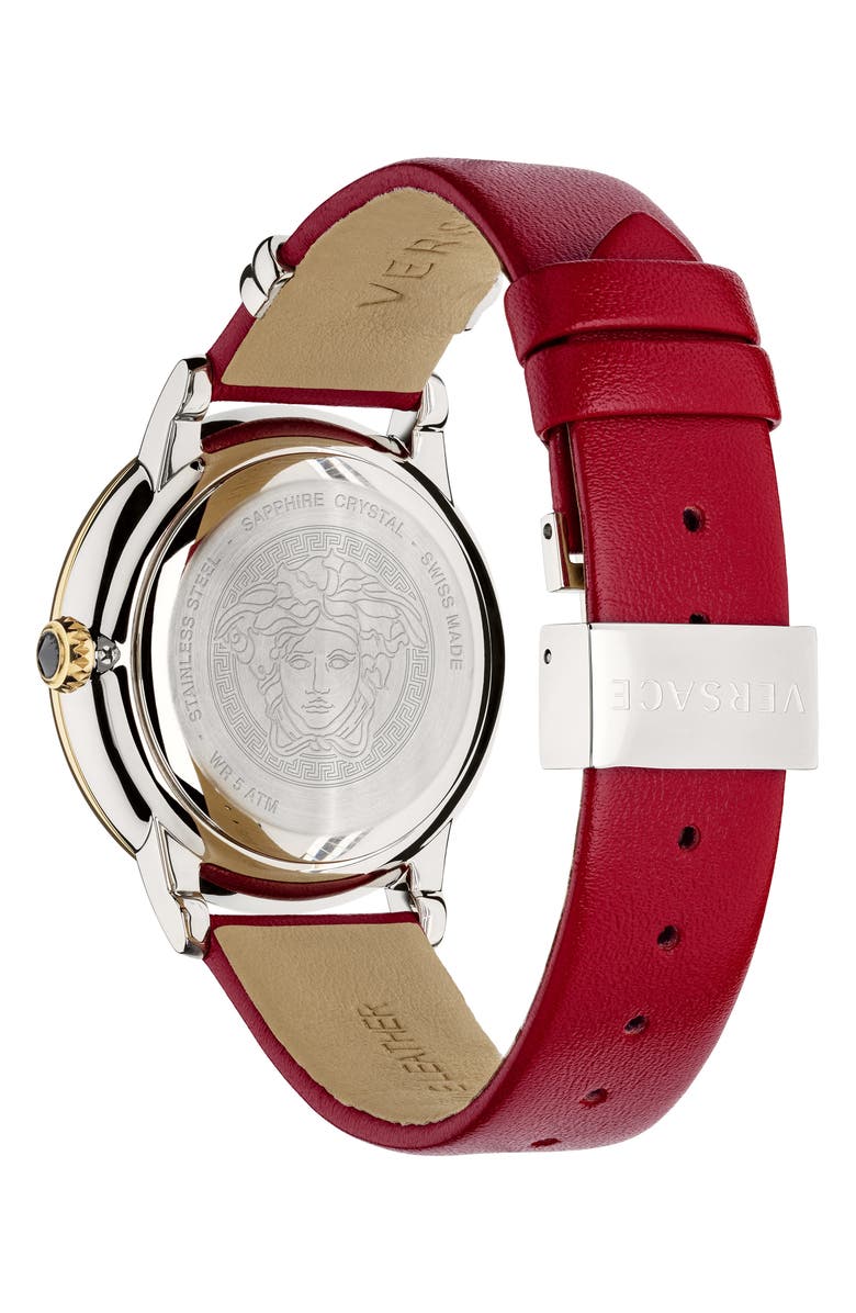 Versace Medusa Icon Leather Strap Watch, 38mm, Alternate, color, 