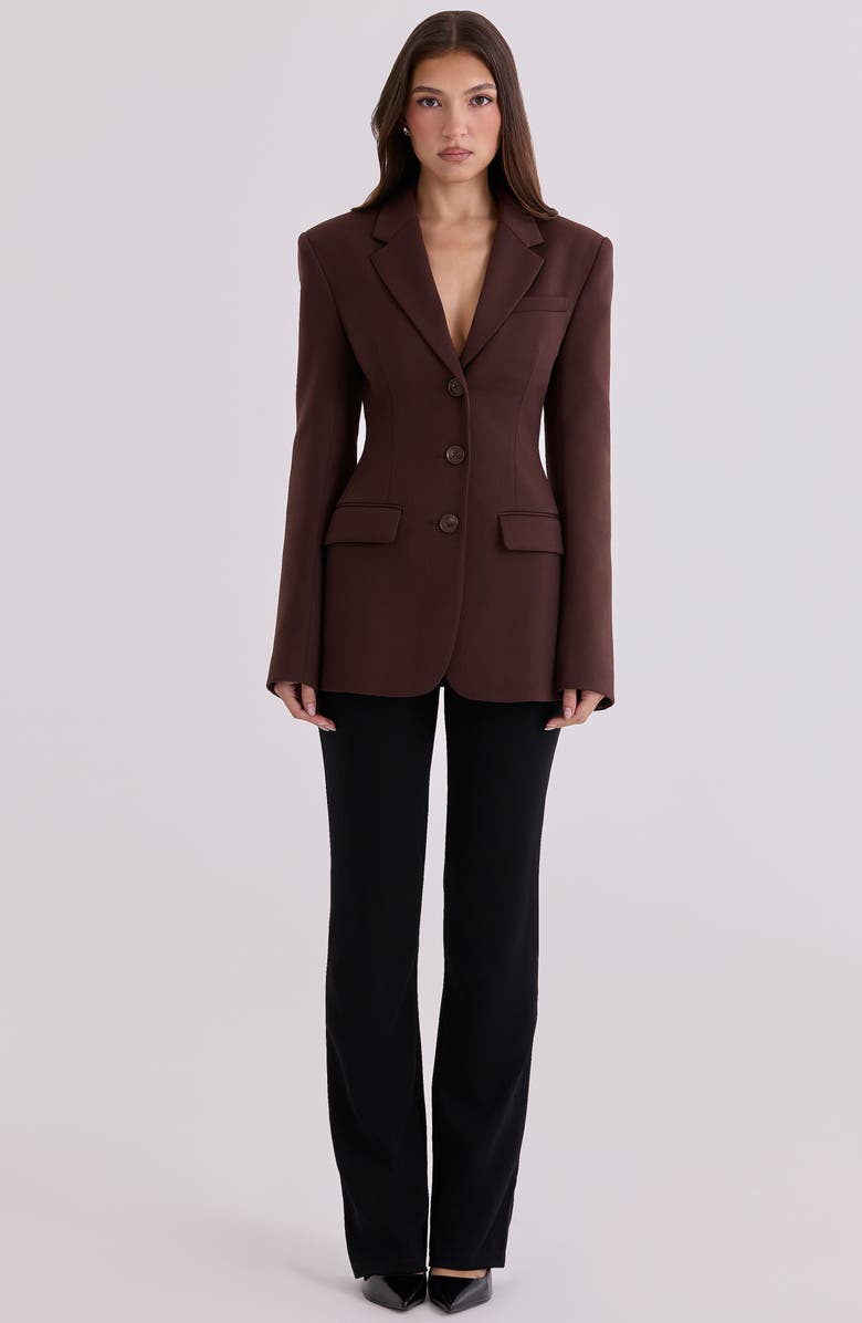 HOUSE OF CB Luella Hourglass Crepe Jacket, Alternate, color, Chocolate