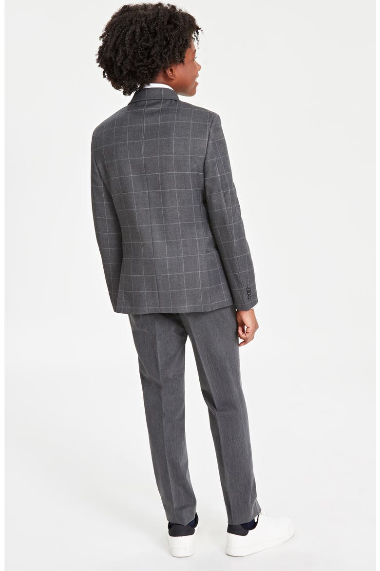Kids' Windowpane Check Blazer, Alternate, color, GREY