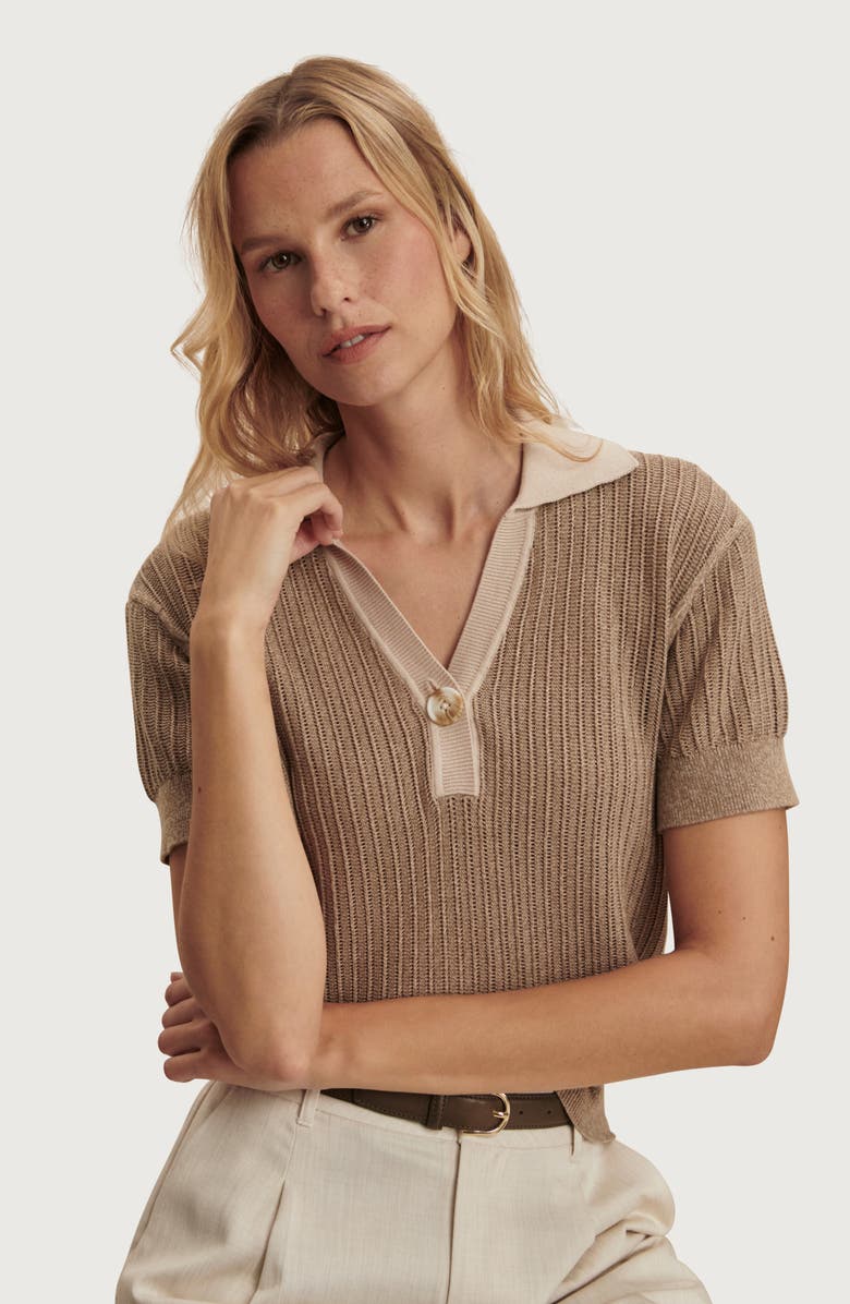Varley Perrine Knit Polo, Alternate, color, Sepia Twist