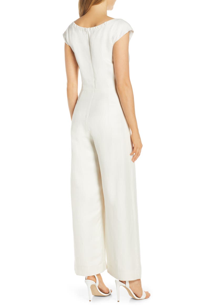 Jordan Wide Leg Linen Blend Jumpsuit, Alternate, color, IVORY