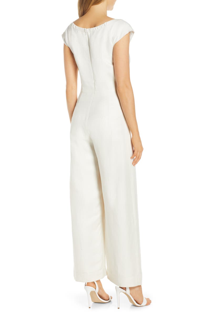 Gal Meets Glam Collection Jordan Wide Leg Linen Blend Jumpsuit, Alternate, color, 