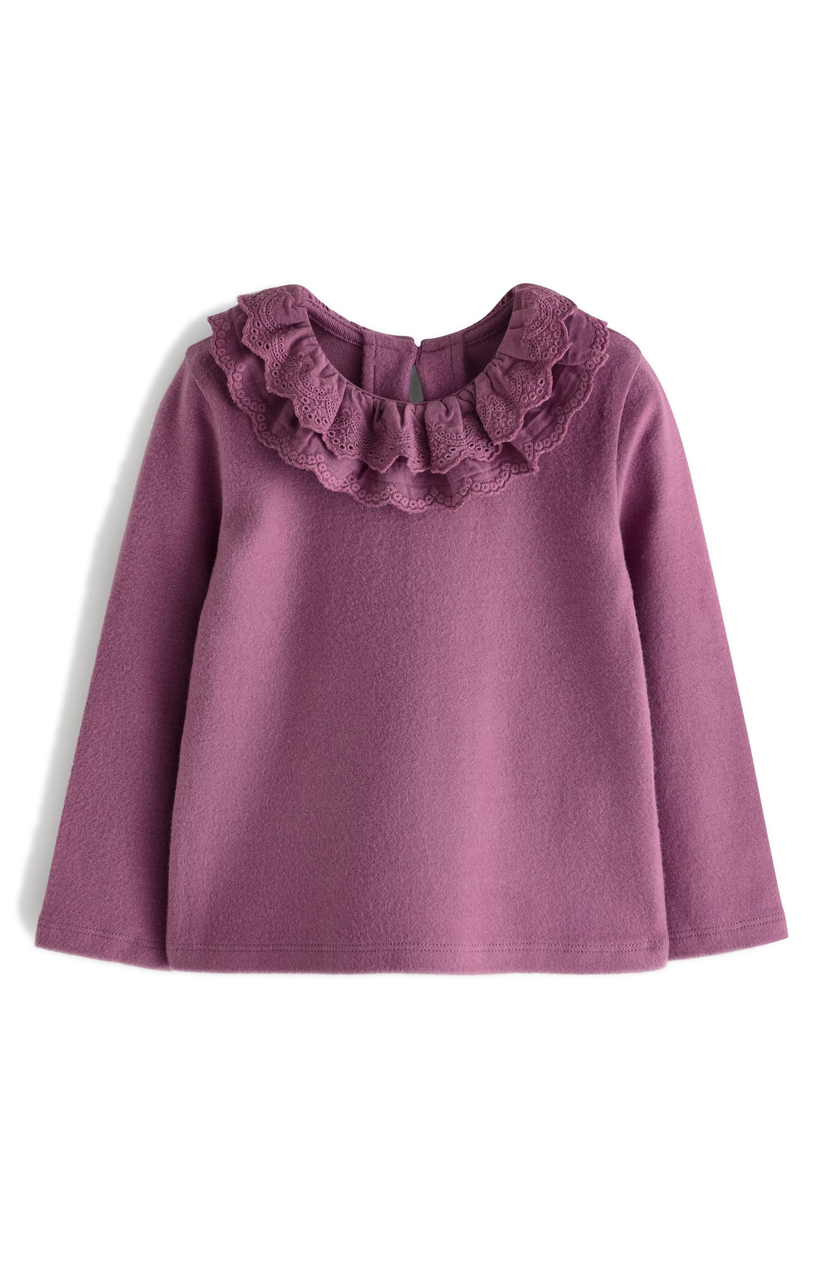 NEXT Kids' Eyelet Accent Cotton Knit Top in Red 