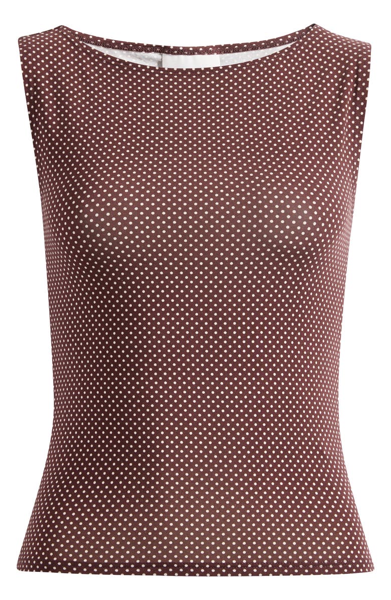 Reformation Dusk Polka Dot Knit Top, Main, color, Chocolate Chip