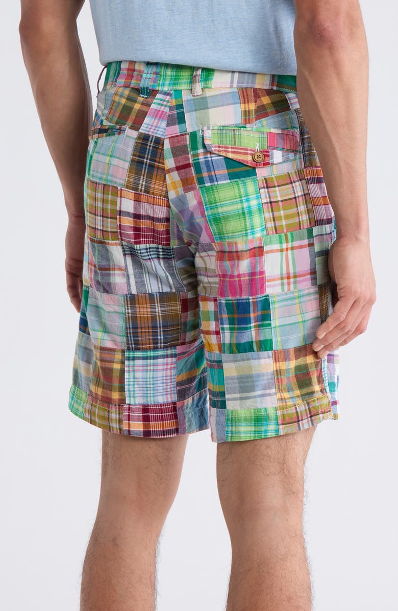 Vintage 1946 Patchwork Madras Flat Front Shorts, Alternate, color, Green Apple